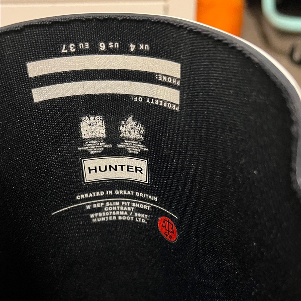 Hunter Black Boots with White Trim - Picture 3 of 4